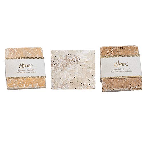 Ottoman Naturstein Travertin 10x10 cm qadratisch Edele Seifenschale 3er Mix Ottoman Naturstein Travertin 10x10 cm qadratisch Edele Seifenschale 3er Mix von Ottoman