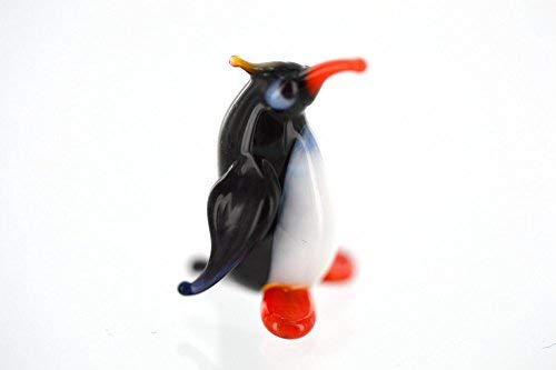 Unbekannt Pinguin Kaiserpinguin Mini mit gelber Kopffeder - Figur aus Glas - König Pinguin - Miniatur Glastier Glasfigur Setzkasten Deko Vitrine von Unbekannt