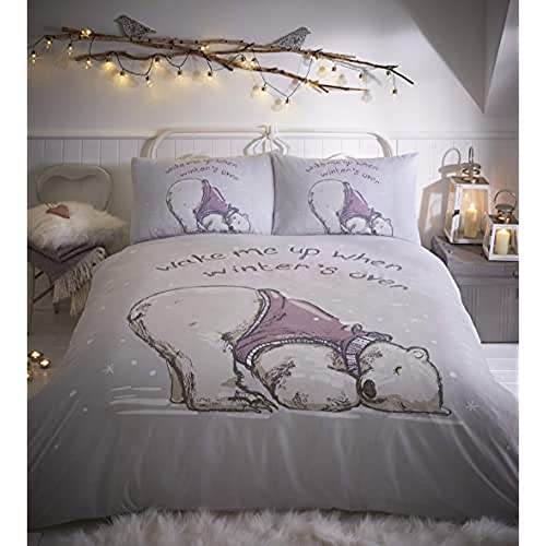 Portfolio Lazy-Bear-Grey-Double Bettbezug, Polycotton, grau, Doppelbett von Portfolio