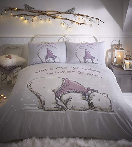 Portfolio Lazy-Bear-Grey-Single Bettbezug, Polycotton, grau, Einzelbett von Portfolio
