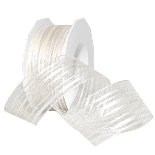Präsent - MALEDIVEN Dekorationsband - crème - 20-m-Rolle 40 mm von Morex Ribbon