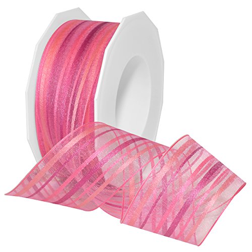 Präsent - MALEDIVEN Dekorationsband - pink - 20-m-Rolle 40 mm von Morex Ribbon