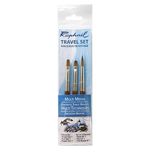 Unbekannt Raphael Travel Precision Mini Brush Set #10, Includes 3 Brushes, Round 01, Flat 01 & Filbert 01 (25-P10612-10) von Raphael