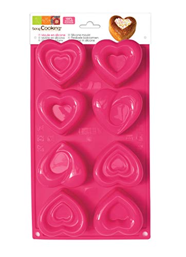 Unbekannt SCRAPCOOKING 3102 Multi 8 Herzen Backform Silikon Rosa 33 x 18 x 3,5 cm von ScrapCooking