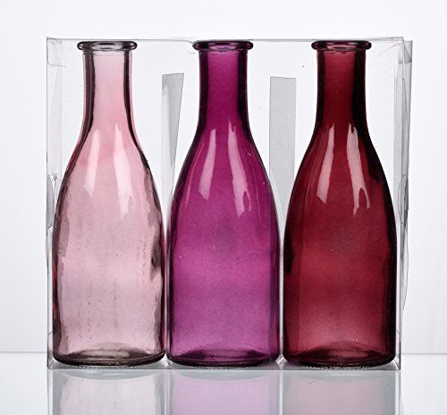 Unbekannt Sandra Rich. Glas VASE Bottle groß. 3 kleine Flaschen ca 18,5 x 6,5 cm. Fuchsia - ROSA. 1165-18-11 von Unbekannt