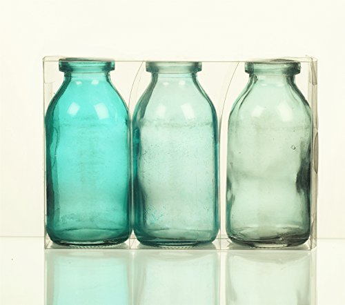 Unbekannt Sandra Rich. Glas VASE Bottle klein. 3 kleine Flaschen ca 10,5 x 5 cm. Türkis - BLAU. 1165-10-87 von Unbekannt