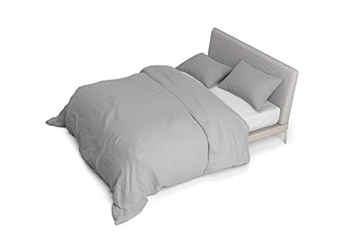 Satin Bettbezug Stripes, verfügbar in vielen, 100% Baumwolle, Hell grau, Doppelte von Italian Bed Linen