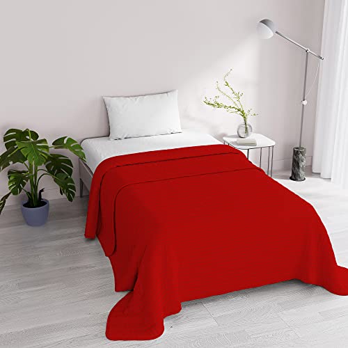 Satin Stripes Sommer Steppdecke, Polyester, Rot, 170x250 cm von Italian Bed Linen
