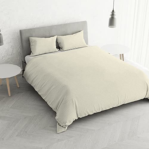 Italian Bed Linen CP-ST-2P Satin Stripes Bettbezug, Doppelte, Creme, Polyester von Italian Bed Linen