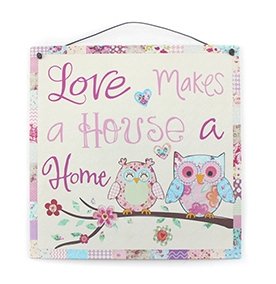 Unbekannt Schild Love Makes a House a Home mit Eulenmotiv von Unbekannt