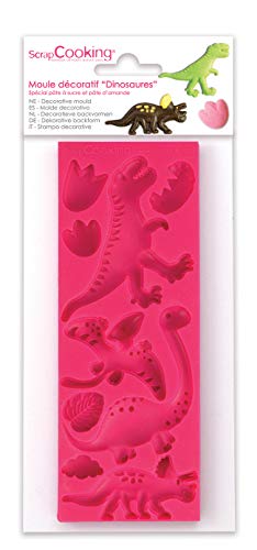 Unbekannt Scrapcooking 3449 Dinosaurier-Backform Silikon Rosa 21,7 x 9,5 x 0,8 cm von ScrapCooking