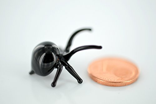 Unbekannt Spinne Mini Schwarze - Miniatur Figur aus Glas Schwarze Spinne F-2 - Glastier Glasfigur Deko Setzkasten Vitrine von Unbekannt