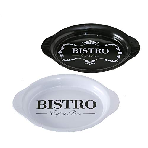 Unbekannt Tablett Set 2er Dekotablett Bistro Shabby Chic Deko Metalltablett (Tablett Set Bistro) von Unbekannt