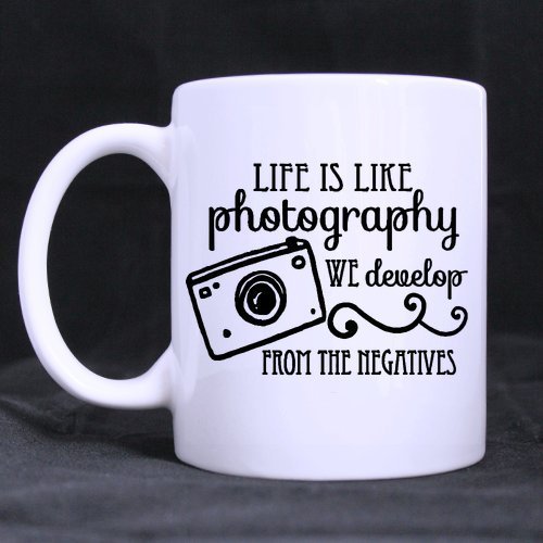 Unbekannt Acen Tasse aus Keramik „Life is Like Photography“, tolles Geschenk für Fotografen, weiß, 325 ml von Unbekannt