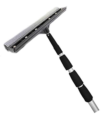 Unbekannt Teleskopstange 6m mit schwarzem Griff, inkl. 1x Fensterwischer Aufsatz mit Netzüberzug 37cm von Unbekannt