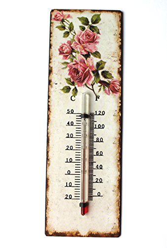 Thermometer 25 cm C und F Blechschild mit Rosen Antik Landhaus Shabby Chic von Unbekannt