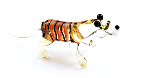 Unbekannt Tiger Mini Braun Orange Gestreift - Miniatur Figur aus Glas Glasfigur Glastier Setzkasten Deko Vitrine von Unbekannt