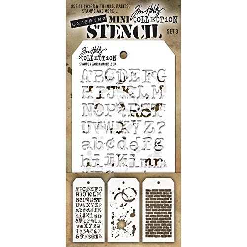 Unbekannt Tim Holtz Mini Layered Stencil Set 3/Pkg-Set #3 von Tim Holtz