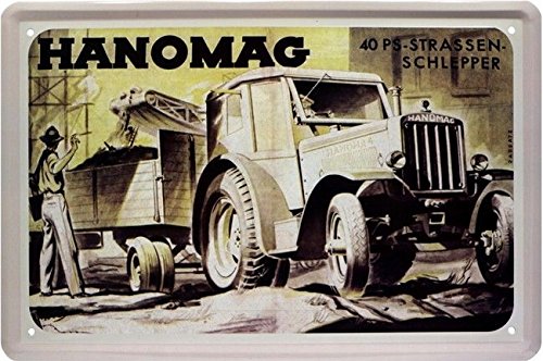 Unbekannt Tin Sign Blechschild 20x30 cm Hanomag Traktor Bulldog Oldtimer historisch Straßenschlepper Metall Schild von Unbekannt