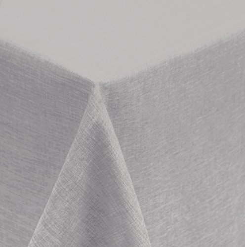 Unbekannt Tischdecke 160x160 cm eckig Struktur Leinen-Optik beschichtet Wasser und Schmutz abweisend Lotuseffekt #1177 (Silber) von Unbekannt