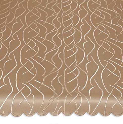 Unbekannt Tischdecke oval 130x220 cm Tafeltuch Struktur damast Streifen bügelfrei fleckenabweisend #1368 (Hellbraun) von Tischdecke