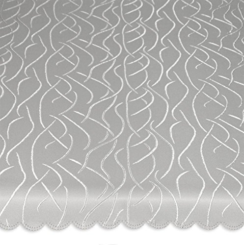 Unbekannt Tischdecke rund 135 cm Ø Struktur damast Streifen bügelfrei fleckenabweisend #1428 grau Silber von Unbekannt