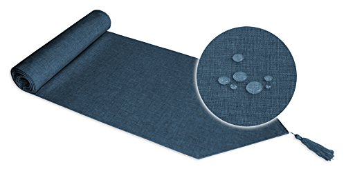Unbekannt Tischläufer beschichtet Struktur Leinen-Optik Wasser abweisend Lotuseffekt Tischband Farb- und Größenwahl #1124 (blau, 33x160 cm) von Unbekannt