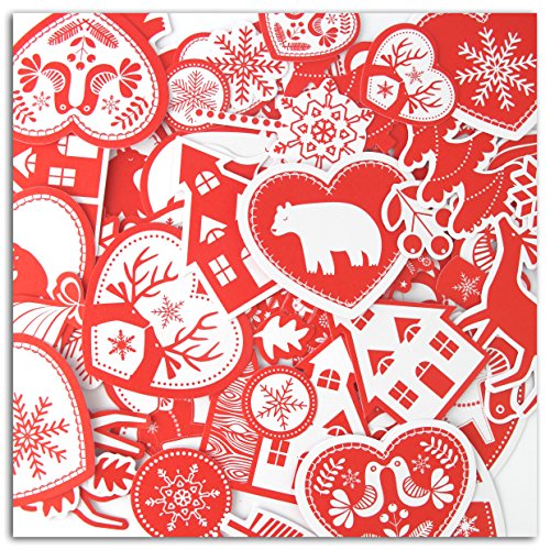 Unbekannt Toga fpd121 Weihnachten Nordic 75 Stück Formen ausgestanzte die-cuts Papier rot/weiß 8,5 x 15,5 x 1 cm von Toga