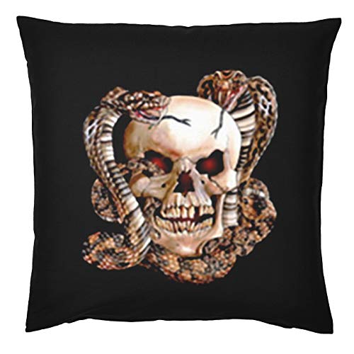 Unbekannt Totenkopf Kissen USA Kissen mit Füllung Schlangen Skull Punk Rock Polster Geschenk Geschenkidee zum Geburtstag Gothic Style von Unbekannt