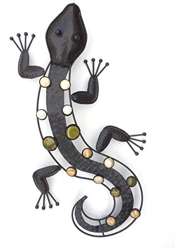 Unbekannt WANDDEKO WANDBILD Salamander Gecko Eidechse Metall DEKOSTEINE 52 cm von Unbekannt