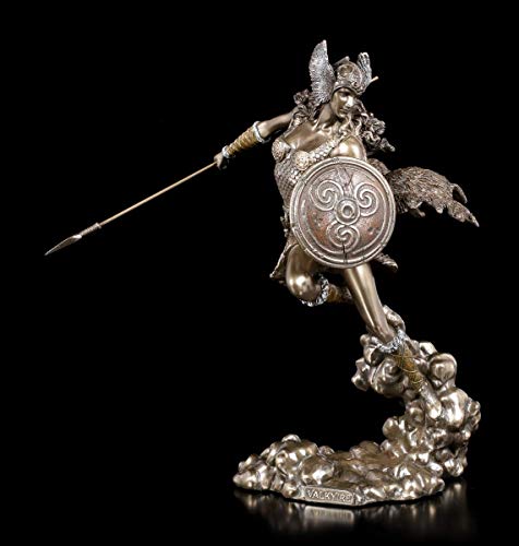 Unbekannt Walküre Figur - Nordische Göttin mit Speer | Dekofigur, Skulptur, bronziert & coloriert, H 23 cm von Unbekannt
