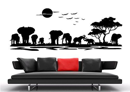 Unbekannt Wandtattoo wandaufkleber Aufkleber Wandsticker Wall Sticker Wohnzimmer Schlafzimmer Kinderzimmer KÜCHE 30 Farben zur Wahl Afrika Landschaft Tier Baum waf21 von Unbekannt