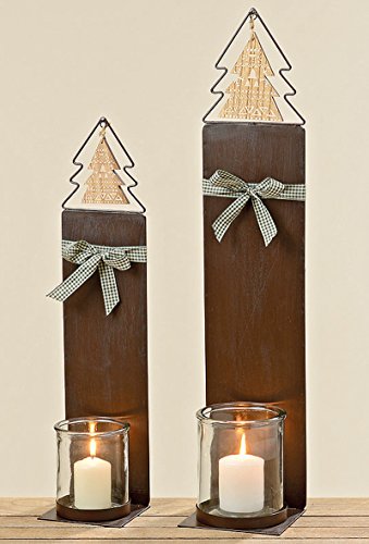 Unbekannt Windlicht Aksel Set 2-teilig Metall/Glas 68 cm (302270) Weihnachtsdeko von Unbekannt