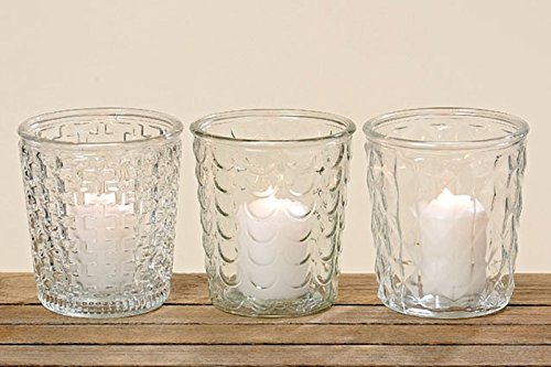 Unbekannt Windlicht H. 15 cm Ø ca. 13,5 cm Glas Teelicht Kerzen Stückpreis von Unbekannt