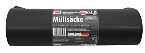 Unbekannt quickpack 75031 Müllsack, LDPE Polyethylen aus 80% Recycling-Material, Schwarz, 70x110cm, 25 von Unbekannt