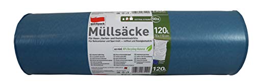 Unbekannt quickpack 75192 Müllsack, LDPE Polyethylen aus 80% Recycling-Material, Blau, 70x110cm, 50 von quickpack