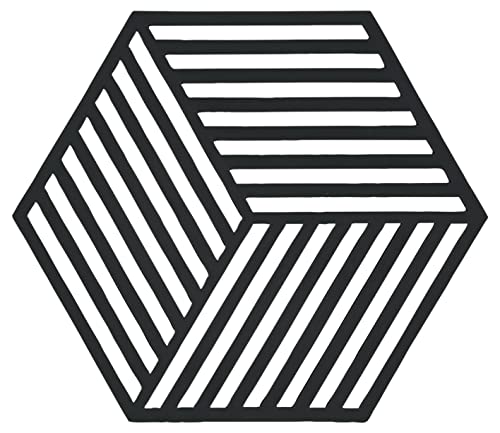 Zone Denmark Hexagon Topfuntersetzer Hitzebeständig, Silikon Untersetzer, Praktische und Dekorative Topf-Untersetzer, Spülmaschinenfest, 16 x 14 cm, Schwarz von Zone Denmark