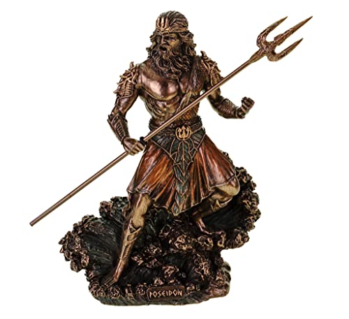 Veronese Figur Meeresgott Poseidon + Dreizack auf Welle Statue Skulptur Meer Götter Neptun von Veronese by Joh. Vogler GmbH