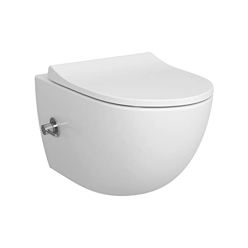 Vitra Sento spülrandlos mit Bidetfunktion - Dusch WC inkl. Armatur und Softclose WC-Sitz, Schallschutz - 7748B003-1684 von Unbekannt