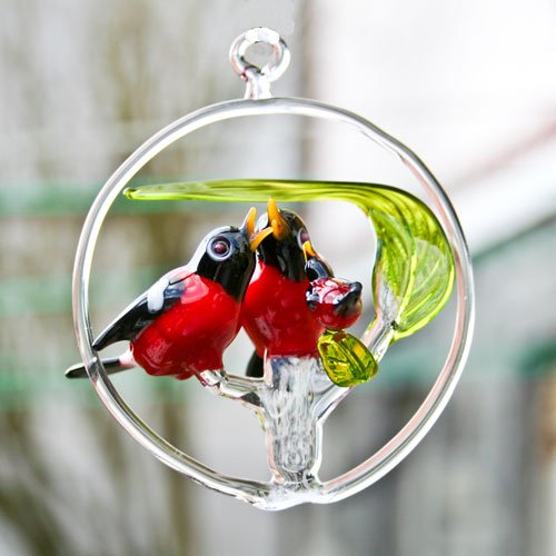 Lauschaer Glaskunst Vogelfamilie, rot von Lauschaer Glaskunst