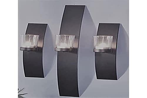 Wand Kerzenhalter 3er Set Metall schwarz Teelicht Wandkerzenhalter Wandleuchter von Unbekannt