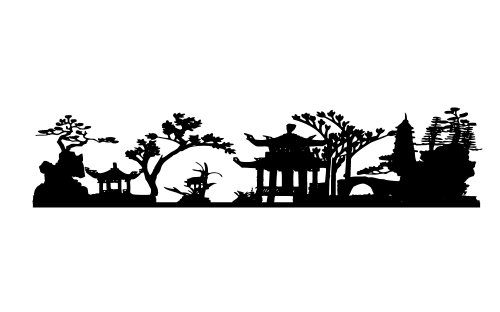 Wandtattoo wandaufkleber Aufkleber Wandsticker wall sticker Wohnzimmer Schlafzimmer Kinderzimmer City Stadt ASIA Baum Garten chinesische Skyline Landschaft 30 Farben zur Wahl wst04 motiv1 (054 tuerkis, Größe2:ca.100x20cm ) von Unbekannt