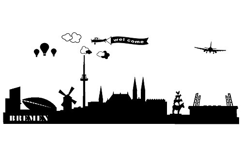 Wandtattoo wandaufkleber Aufkleber Wandsticker wall sticker Wohnzimmer Schlafzimmer Kinderzimmer City Stadt Bremen Skyline Landschaft 30 Farben zur Wahl wst18 motiv1 (061 grün, Größe1:ca.60x16cm) von Unbekannt