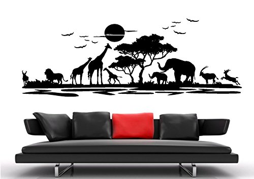 Wandtattoo Wandaufkleber Sticker, geplottet, 30 Farben zur Wahl, Afrika Landschaft Tiere Bäume waf06 von Inconnu