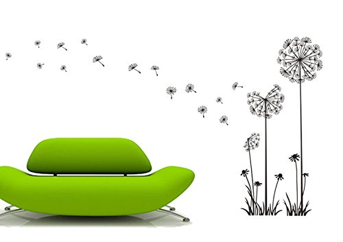 Wandtattoo wandaufkleber Aufkleber Wandsticker wall sticker Wohnzimmer Schlafzimmer Kinderzimmer Pusteblume mit samen 4er-Set dandelion blumen Ranke Blume Blumen Blumenranke Blumeranke Vine Flower Butterfly floral 30 Farben zur Wahl wp09 (070 schwarz, Größe1:ca.60x30cm ) von Unbekannt