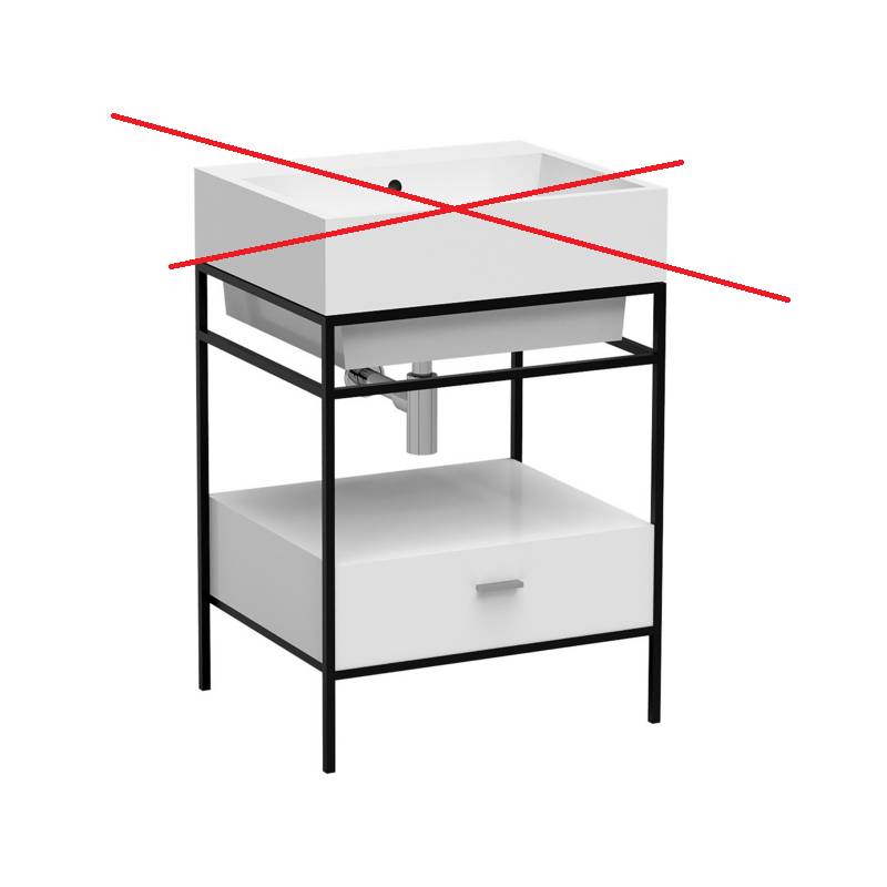 Waschtischgestell Volant Waschbecken Waschtisch Badschrank 60cm Weiß Schwarz B-Ware von Unbekannt