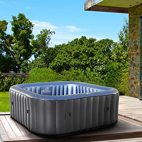 Whirlpool aufblasbar BRAST® MSpa Tekapo für 6 Personen 185x185cm In-Outdoor Pool 132 Massagedüsen Energiespar-Timer Heizung Aufblasfunktion per Knopfdruck Bubble Spa Wellness Massage von BRAST