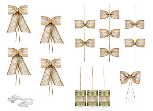 XXL Auto-Deko-Set Braut-Auto Vintage Hochzeit Hochzeit-s-Deko-Ration/Zubehör Braut-Auto/Auto-Schmuck Blech-Dosen Schleifen Spitze & Jute von Unbekannt