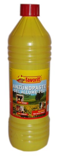 Favorit 1263 Anzünde-Gel für Grill 1000 ml; Praktische Anzünder, besonders brennstark und einfach zu verwenden; mit Spritzausgießer und kindersicherem Verschluss; Anzündpaste auf nachhaltiger Basis von favorit