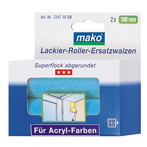 mako Acrylroller-Ersatzwalzen Superflock; ca. 10cm; 2 Stück im Polybeutel von Unbekannt